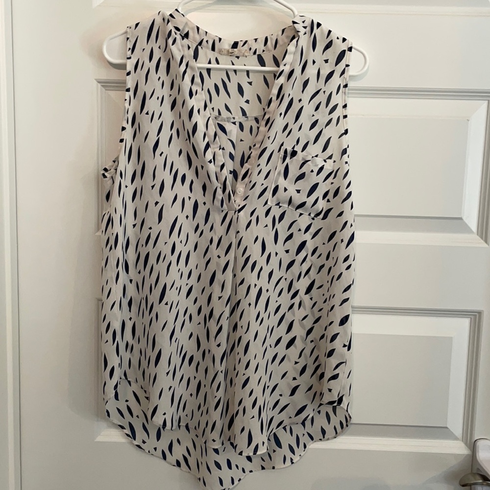 White & Navy Blouse